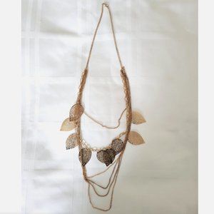 5/$15 SALE!  Gold Tone Leaves Necklace Tiers Chains Leaf Fashion Jewelry Long